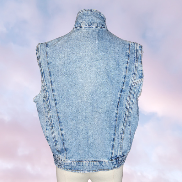 Blank NYC Light Blue Wash Zip Up Denim Collared Grunge Vest With Pockets Sz XS - Picture 5 of 6